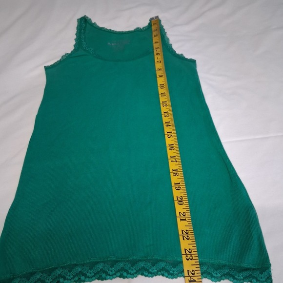 Vintage Y2K Ribbed Stretch Lace Trim Green Cami Bella Swan Elena Gilbert  Sz M - Picture 4 of 7